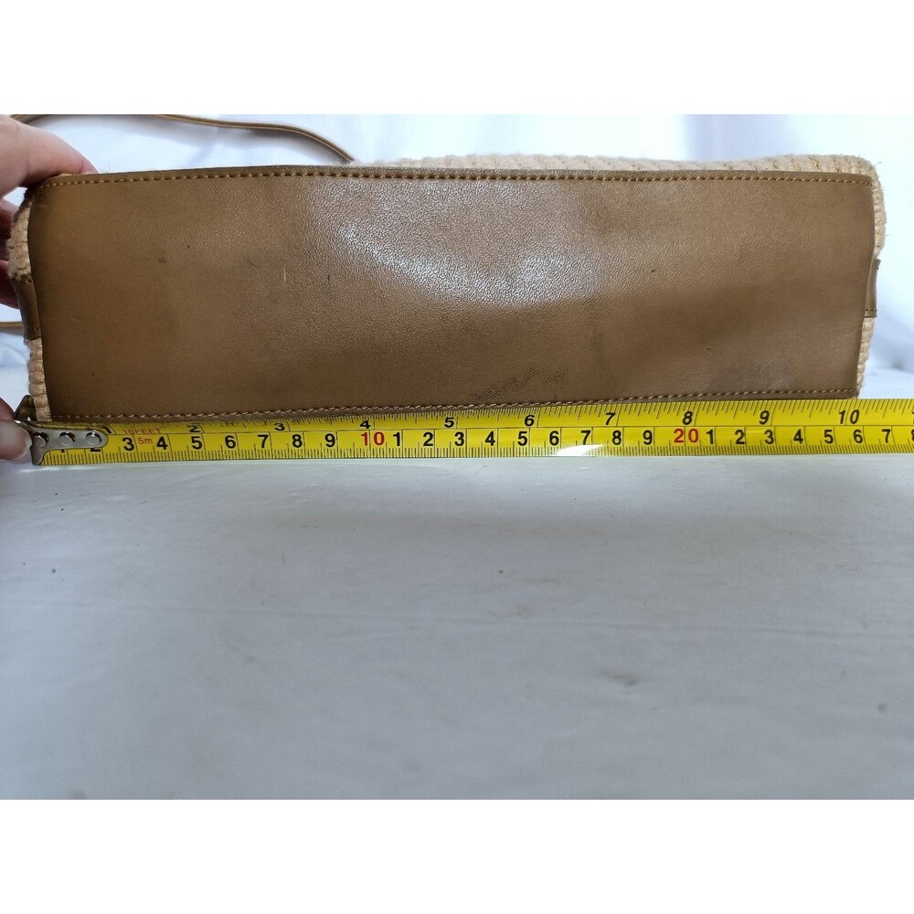 Vintage FOSSIL Brand Woven Natural Straw Leather Trim Shoulder Purse Handbag - Picture 13 of 13